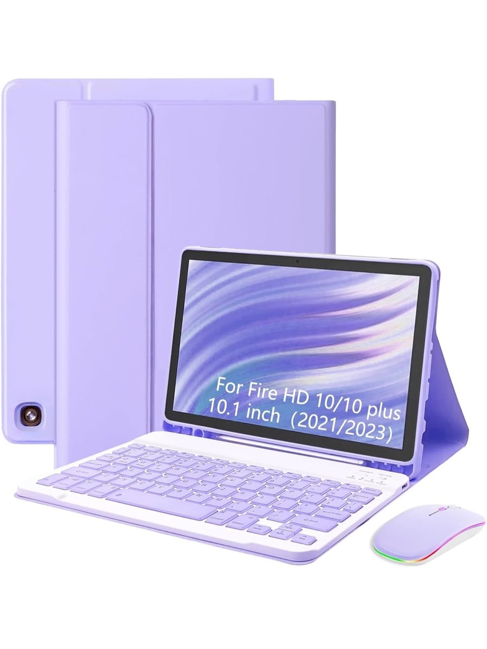 Keyboard Case Amazon Fire HD 10/10 Plus 2021/2023 11th 13th Gen Purple